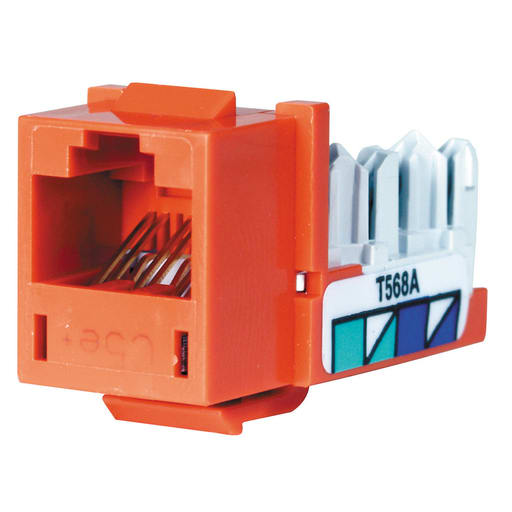 Hubbell Wiring Device - Hubbell Wiring Devices HXJ5EOR 8-Position Orange T568A/T568B Category 5E Modular Keystone Jack