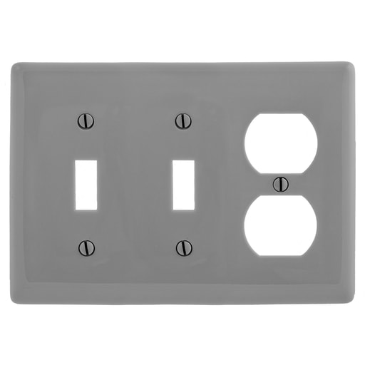 Hubbell Wiring Device - Hubbell NP28GY WALLPLATE, 3-G, 2) TOG 1) DUP, GY