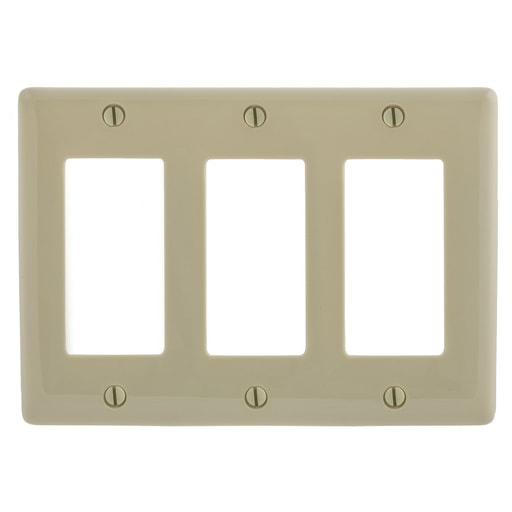 Hubbell Wiring Device - Hubbell Wiring Devices NPJ263I 3-Gang Ivory Nylon Medium 3-Decorator Switch Wallplate