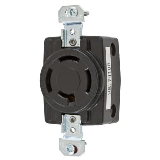 Hubbell Wiring Device - Hubbell HBL7410B 20 Amp 120/208 VAC 4-Pole 4-Wire Non-NEMA Black Nylon Single Flush Receptacle