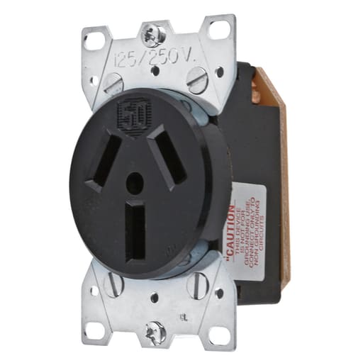 Hubbell Wiring Device - Hubbell HBL7962 50 Amp 12/250 Volt 3-Pole 3-Wire NEMA 10-50R Black Straight Blade Receptacle