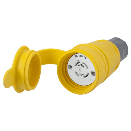 Hubbell Wiring Device - Hubbell HBL27W76 20 Amp 480 Volt 3-Pole 4-Wire NEMA L16-20R Yellow Locking Connector