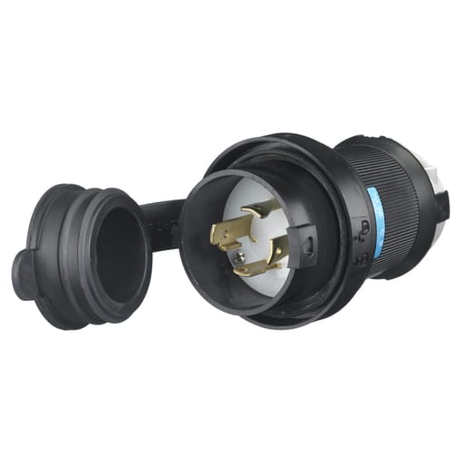 Hubbell Wiring Device - Hubbell HBL2721-SW 30A 3Ph 250V AC Twist-Lock Watertight SAFETY-SHROUD Gray VALOX Plug