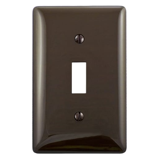 Hubbell Wiring Device - Hubbell NP1 1-Gang Toggle Switch Wallplate, Brown, Nylon Standard