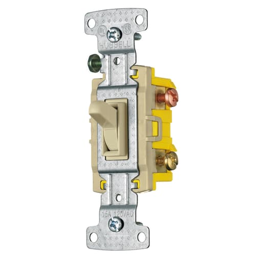 Hubbell Wiring Device - Hubbell Wiring Devices RS315I 15 Amp 120 VAC 3-Way Ivory Toggle Switch