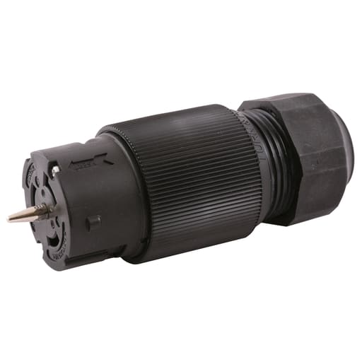 Hubbell Wiring Device - Hubbell CS8364L 50 Amp 250 Volt 3-Pole 4-Wire Black Locking FeMale Connector Body