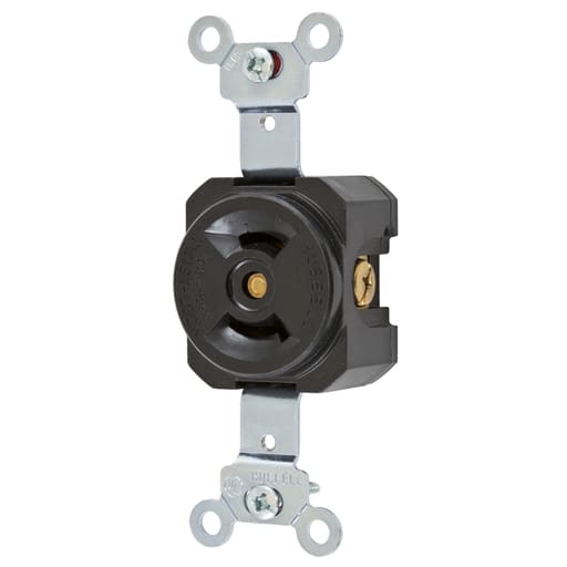 Hubbell Wiring Device - Hubbell HBL7535 15 Amp 125 Volt 2-Pole 2-Wire NEMA L1-15R Black Locking Single Receptacle