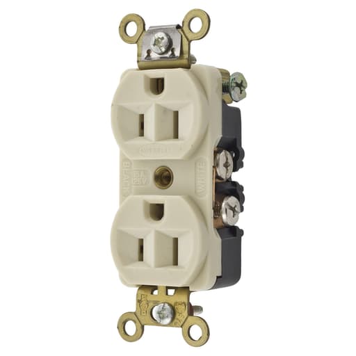 Hubbell Wiring Device - Hubbell HBL5242IDUP Receptacle, INT GRD, 15A 125V, 5-15R, IV