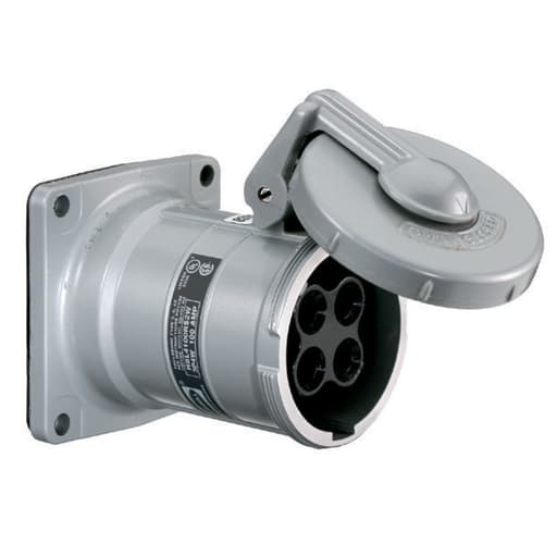 Hubbell Wiring Device - Hubbell HBL4100RS2W 100 Amp 600 VAC 200 VDC 3-Pole 4-Wire Style II Watertight IEC Pin and Sleeve Receptacle