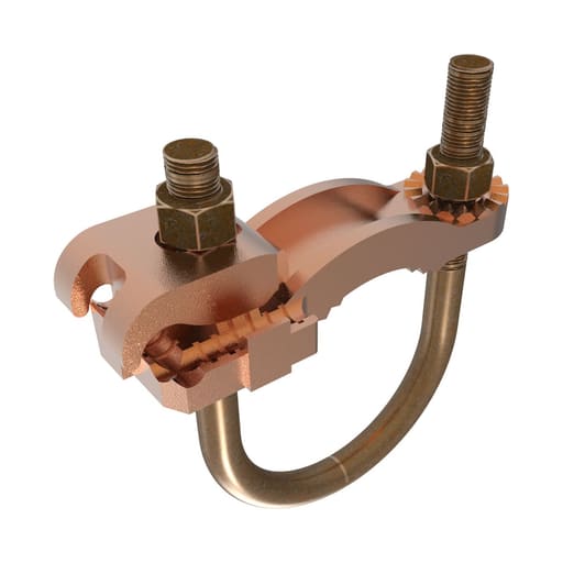 Burndy - Burndy GAR3904BU Mechanical Grounding Connector, Conductor to Water Pipe, 4-4/0 AWG, 2-1/2"-3-1/2" Pipe, 3/8" Stud