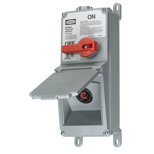 Hubbell Wiring Device - Hubbell SE2730A 30 Amp 480 Volt NEMA L16-30R Switched Enclosure with Receptacle