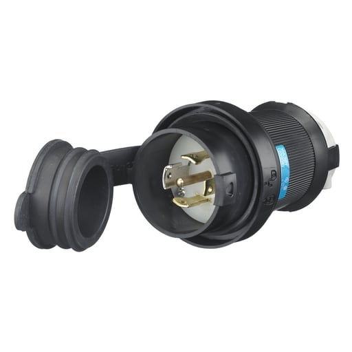 Hubbell Wiring Device - Hubbell HBL2811SW 30 Amp 120/208 VAC 4-Pole 5-Wire NEMA L21-30P Black and White Watertight Locking Plug