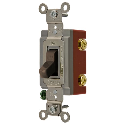 Hubbell Wiring Device - Hubbell HBL1221 20A 120/277V SP Brown Toggle Switch. Extra Heavy Duty Industrial Series