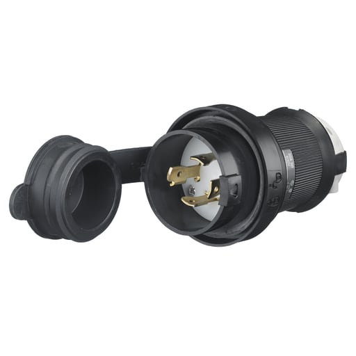 Hubbell Wiring Device - Hubbell HBL2741-SW 30A 3Ph 600V AC Twist-Lock Watertight SAFETY-SHROUD Black VALOX Plug, Straight