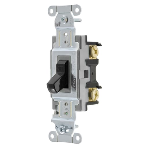 Hubbell Wiring Device - Hubbell CSB220BK 20 Amp 120/277 Volt Black Specification Grade Back and Side Wired 2-Pole Toggle Switch