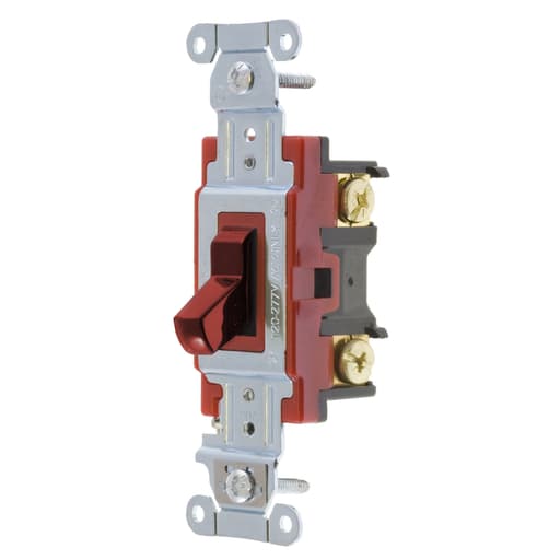Hubbell Wiring Device - Hubbell 1224R Hubbell-PRO 4-Way Toggle Switch 20A 120/277V, Red