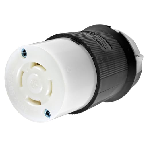Hubbell Wiring Device - Hubbell HBL3433GCB 30 Amp 250 VAC 3-Phase 3-Pole 4-Wire Non-NEMA Black and White Nylon Locking Connector