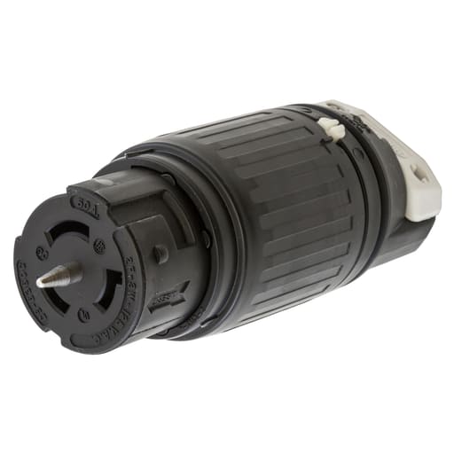 Hubbell Wiring Device - Hubbell CS6360C 50 Amp 125 Volt 2-Pole 3-Wire Black and White Locking Connector Body