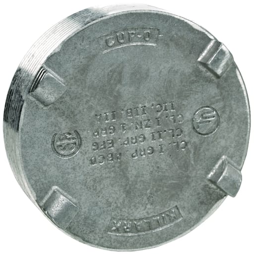Killark - Killark CUP-0 4" Aluminum, Threaded Insert Plug