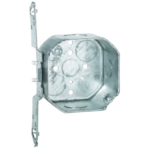 Raco Manufacturing - Raco 167TS 4" Octagon Box, Drawn, 2-1/8" Deep, Four 1/2 & Four 3/4" KO's, TS Bracket
