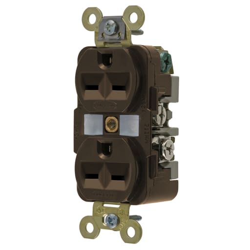 Hubbell Wiring Device - Hubbell HBL5662 Brown 15A 250V Duplex Receptacle. Extra Heavy Duty Spec Grade