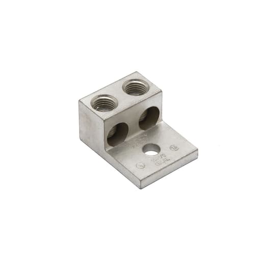 Burndy - Burndy K2A25U Aluminum Universal Terminal, 2 Conductor, 1 Hole, 14-1/0 AWG (Str), 1/4" Stud, 2 Screws, Al/Cu Rated, Tin Plated