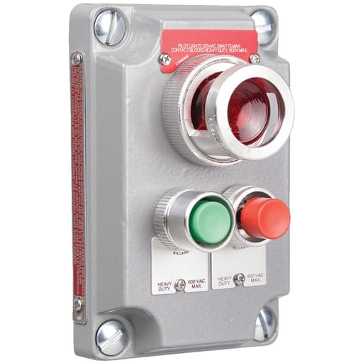 Killark - Killark XCS-0A15 XCS Series- Cover with Device - Momentary Contact Two Mini Red-Green Push Buttons And Red Pilot Light