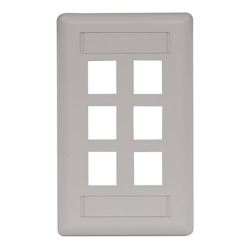 Hubbell Wiring Device - Hubbell IFP16OW 1-Gang Office White 6-Port Data Communication Face Plate
