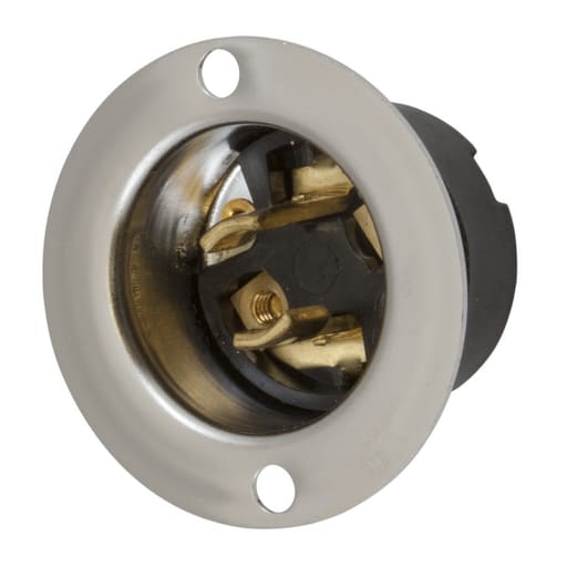 Hubbell Wiring Device - Hubbell HBL7466 Locking Flanged-INLET, MIDGET, 15A 125V, ML-1P