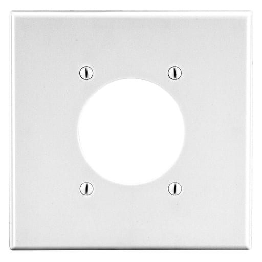 Hubbell Wiring Device - Hubbell PJ703W 2-Gang Single Receptacle Wallplate, Mid-Size, 2.15" Opening, White