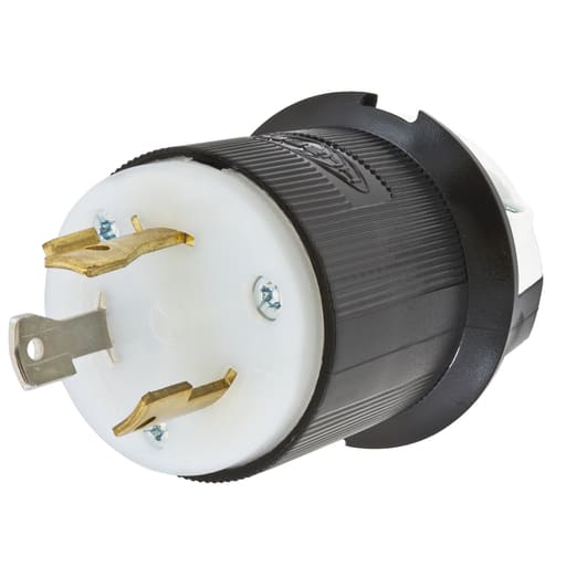 Hubbell Wiring Device - Hubbell HBL2631 30 Amp 277 Volt 2-Pole 3-Wire NEMA L7-30P Black and White Locking Plug