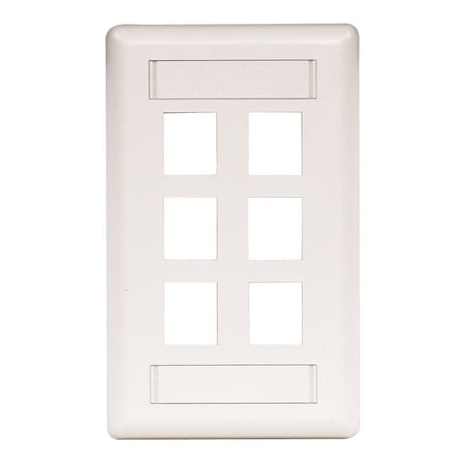 Hubbell Wiring Device - Hubbell IFP16W 1-Gang White 6-Port Data Communication Face Plate