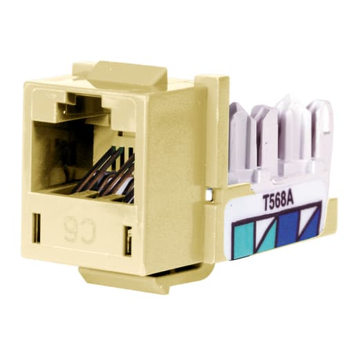 Hubbell Wiring Device - Hubbell Wiring Devices HXJ6EI 8-Position Ivory T568A/T568B Category 6 Modular Keystone Jack