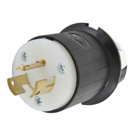 Hubbell Wiring Device - Hubbell HBL9965GCB 20 Amp 250 Volt 2-Pole 3-Wire Non-NEMA Black/White Nylon Locking Plug