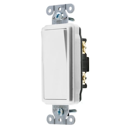 Hubbell Wiring Device - Hubbell DS115W 15 Amp 120/277 VAC 1-Pole White Rocker Switch