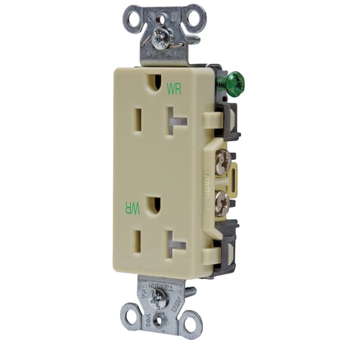 Hubbell Wiring Device - Hubbell DR20IWRTR WTR/TAMP RES, DECO FACE, 20A 125V, IV