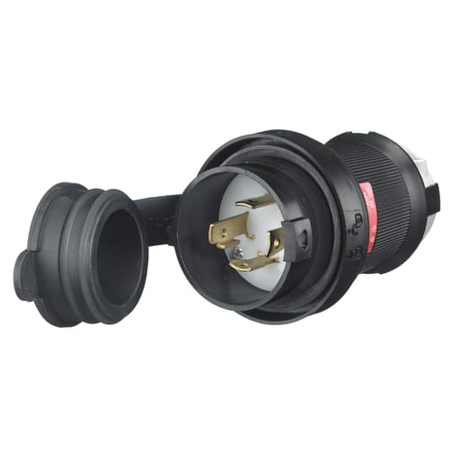 Hubbell Wiring Device - Hubbell HBL2731SW 30 Amp 480 Volt 3-Pole 4-Wire NEMA L16-30P Black and White Watertight Locking Plug