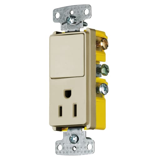 Hubbell Wiring Device - HWDK RCD108I COMBO, 15A SP RKR, 15A