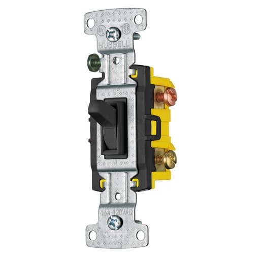 Hubbell Wiring Device - Hubbell Wiring Devices RS315BK 15 Amp 120 VAC 3-Way Black Toggle Switch