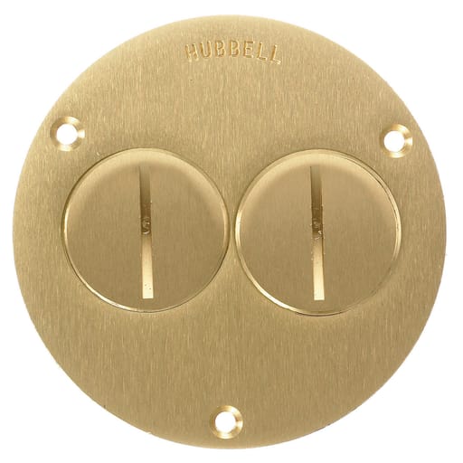 Hubbell Wiring Device - Hubbell S3725 3.88 Inch Round Brass Single Service Duplex Screw Cover