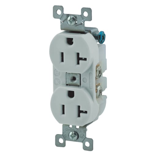 Hubbell Wiring Device - Hubbell 5352AOW Receptacle, DUP SB, HUBPRO, 20A 125V, SF , OW