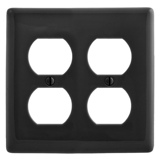 Hubbell Wiring Device - Hubbell NP82BK 2-Gang Black Nylon Standard 2-Duplex Receptacle Wallplate