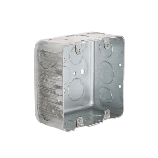 Raco Manufacturing - Raco 683 4" Square Box, 2-Device Switch Box, Drawn, 2-1/8" Deep, Eleven 1/2 & Six 3/4" KO's