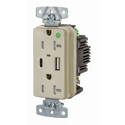 Hubbell Wiring Device - HWDK USB8300ACPDI RCPT HG DUP 20A 1