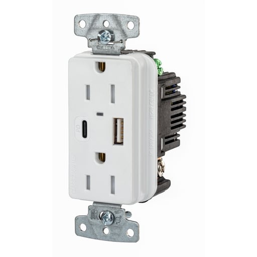 Hubbell Wiring Device - HWDK USB15ACPDW RCPT DUP 15A 125V U