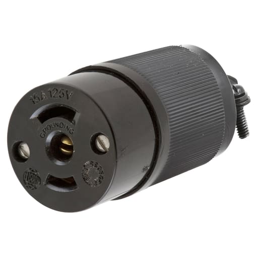 Hubbell Wiring Device - Hubbell HBL7593 15 Amp 125 Volt 2-Pole 3-Wire NEMA ML-2R Black Locking Connector Body