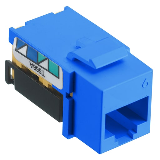 Hubbell Wiring Device - Hubbell Wiring Devices NSJ6B 8-Position Blue T568A/T568B Category 6 Modular Keystone Jack