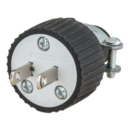 Hubbell Wiring Device - Hubbell RP646 Plug, 1-15P, 15A 125V, 2W, .40" CORD, IV