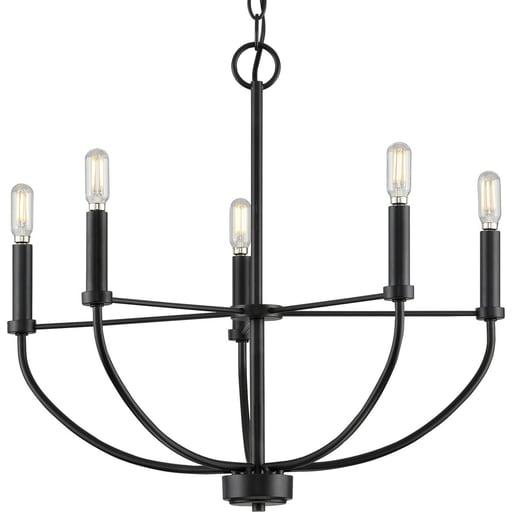 Progress Lighting - Progress P400202-031 Leyden Collection Five-Light Matte Black Farmhouse Style Chandelier