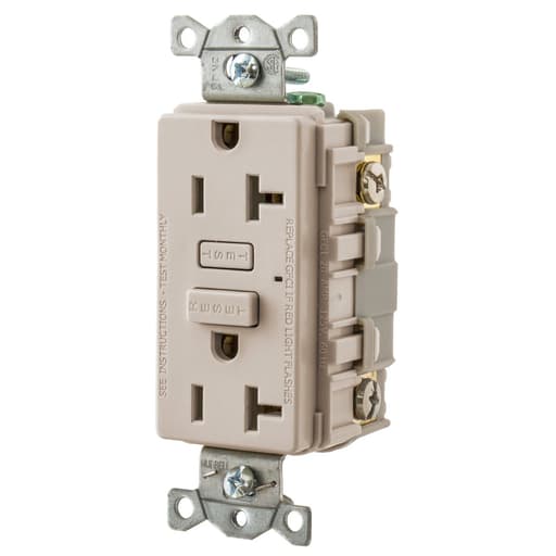 Hubbell Wiring Device - Hubbell GF20LA 20 Amp 125 Volt 2-Pole 3-Wire NEMA 5-20R Brown GFCI Receptacle with LED Indicator